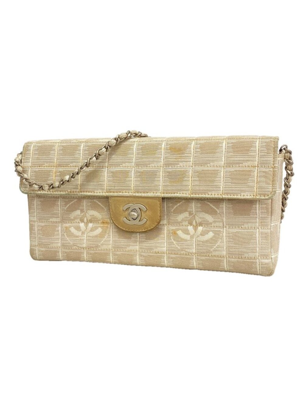 Chanel Shoulder Bag New Travel Nylon Beige Silver